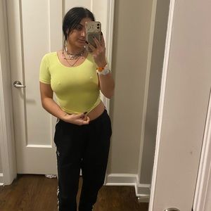 American apparel neon yellow vintage crop top